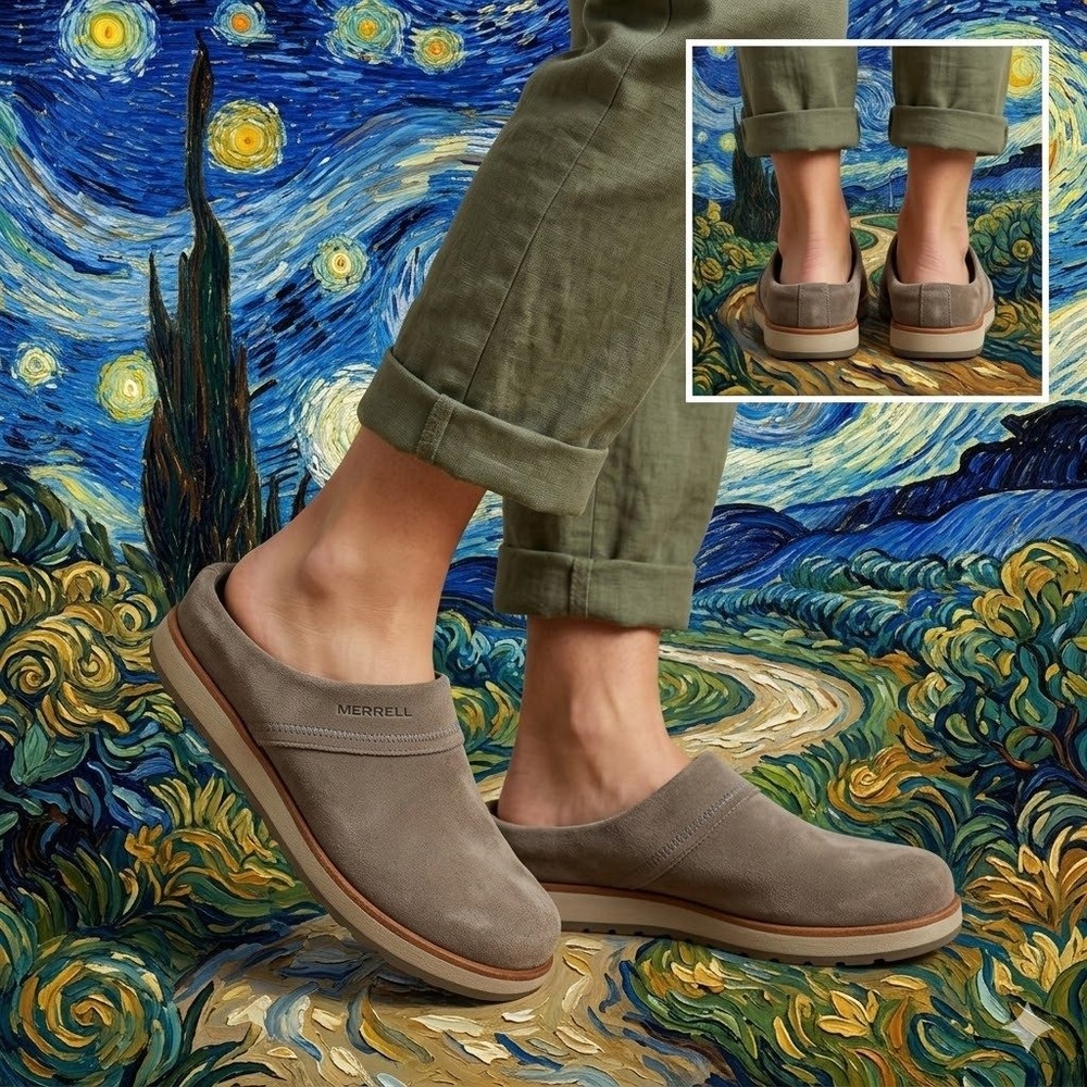 Merrell Juno Suede Clog Womens 9.5 Burlwood Taupe Slip On‎ Shoes J001412